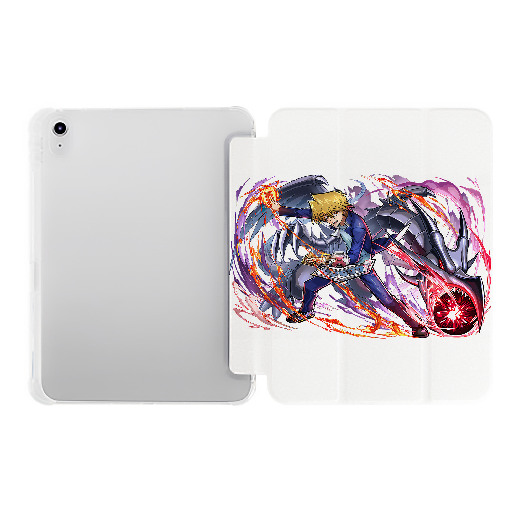（画像用） 遊☆戯☆王 Yu-Gi-Oh! IPad ケース ペン収納付き 三つ折りスタンド PUレザー×シリコン 対応機種9.5/10.5/10.9インチ
